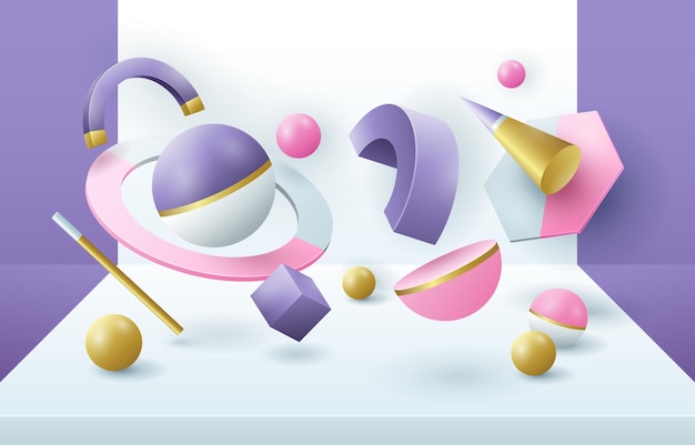 a colorful illustration of a collection of objects with a pink and purple design
