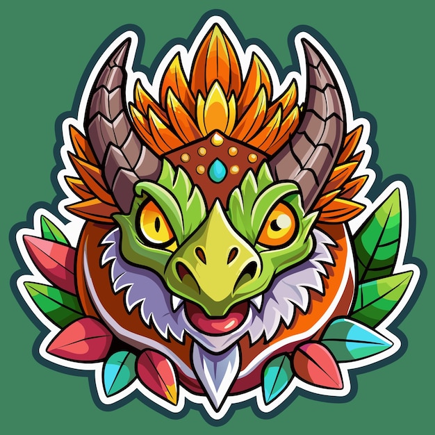 a colorful illustration of a dragon with a green background