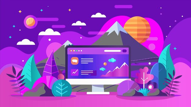 a colorful picture of a mountain with a picture of a mountain in the background