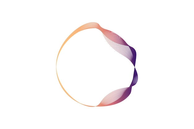 A colorful round frame featuring wavy lines