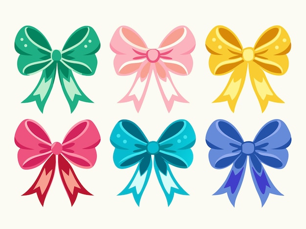 A colorful set of vector decorative unique bows art design