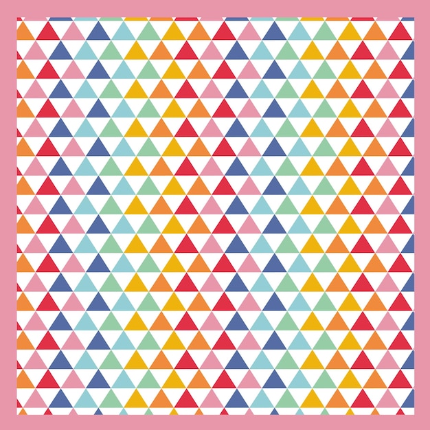 a colorful square with triangles on it that says the word