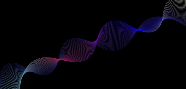 a colorful wave is shown with a black background with a purple line