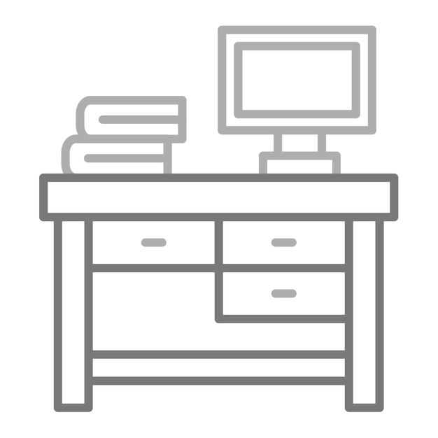 a computer desk with a computer monitor and a printer on it
