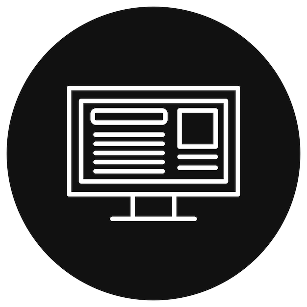 a computer monitor is shown in a black circle