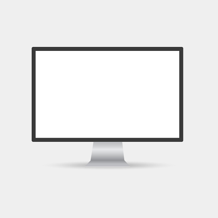 Vektor a computer monitor with a black frame and a white image of a monitor on the bottom