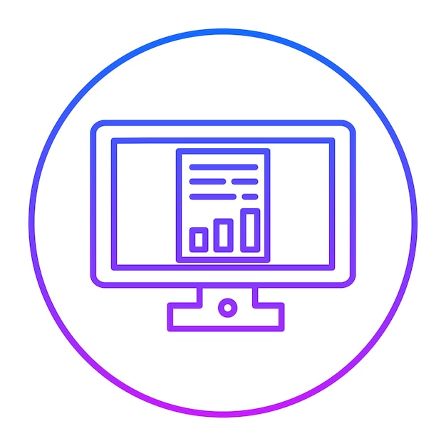 a computer monitor with a blue and pink circle around the bottom