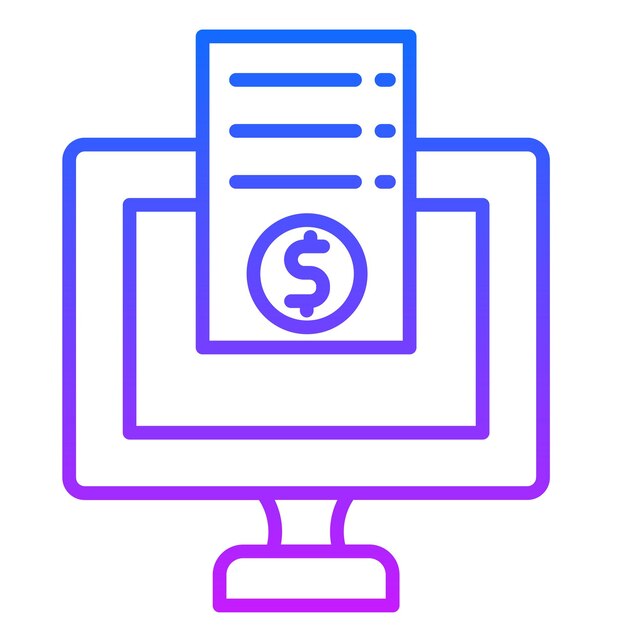 a computer monitor with a dollar sign on it and a blue background