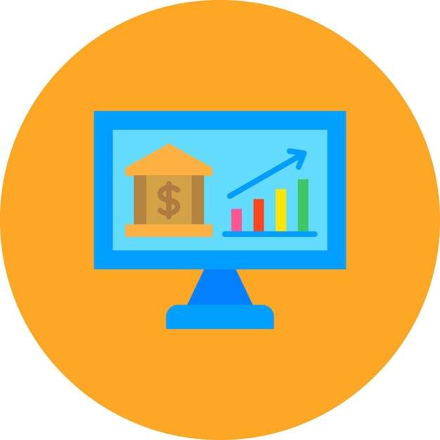 a computer monitor with a graph on it and an arrow pointing up
