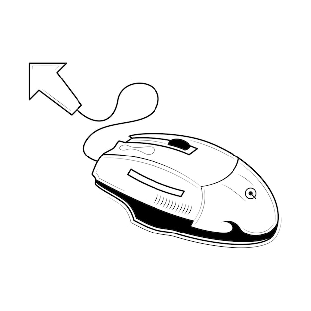 a computer mouse with an arrow pointing to the right