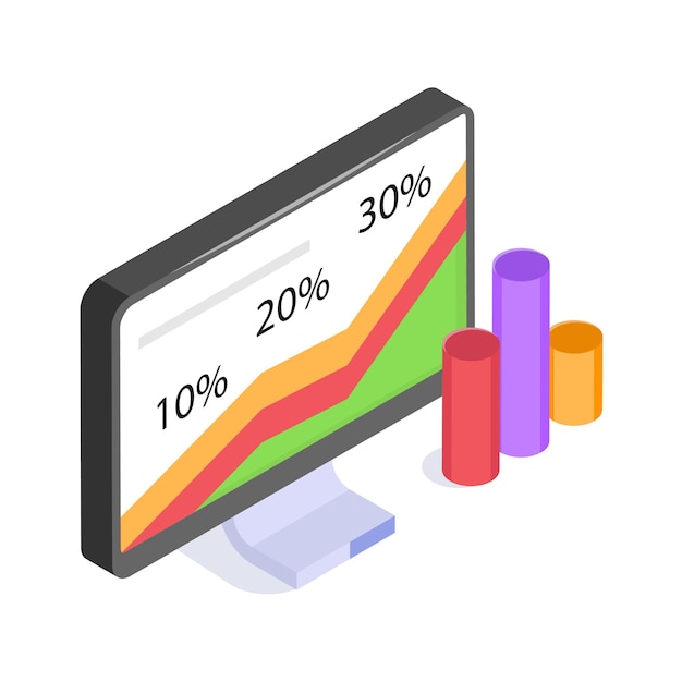 A computer screen showing a graph that tracks growth performance in percentages