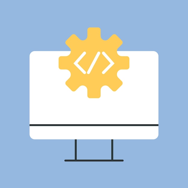 a computer work the icon blue background programming write code code programmer working with