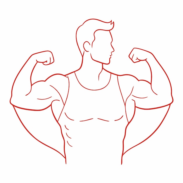 a continuous line drawing of a man showing his arm vector outline in a oneline art style 1
