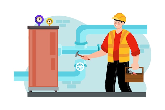A contractor installs plumbing systems in a newly built commercial complex