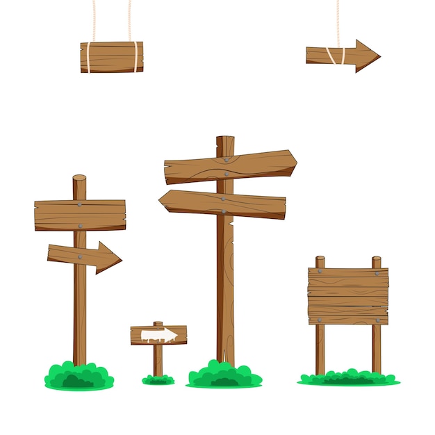 A cool set of handdrawn cartoon wooden pointers Vector illustration