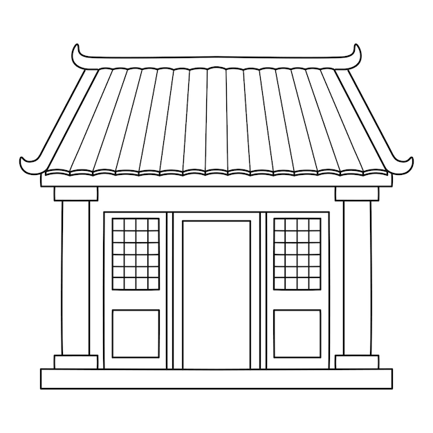 A cute and funny coloring page of a Chinese Temple Provides hours of coloring fun for children To color this page is very easy Suitable for little kids and toddlers
