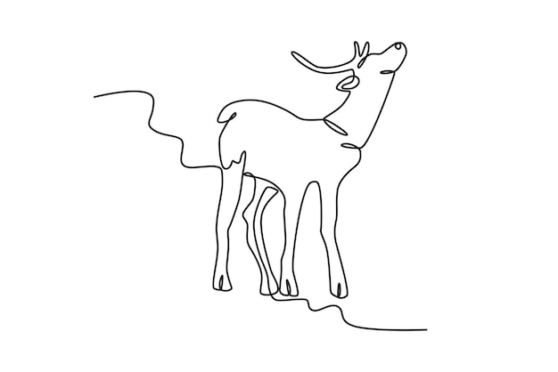 a deer looking up deer oneline drawing