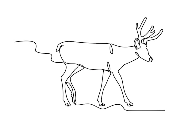a deer walked looking down deer oneline drawing