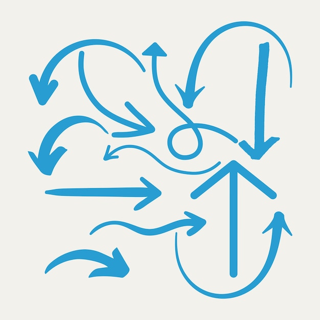 a drawing of a blue arrow with a symbol of a person and the word go