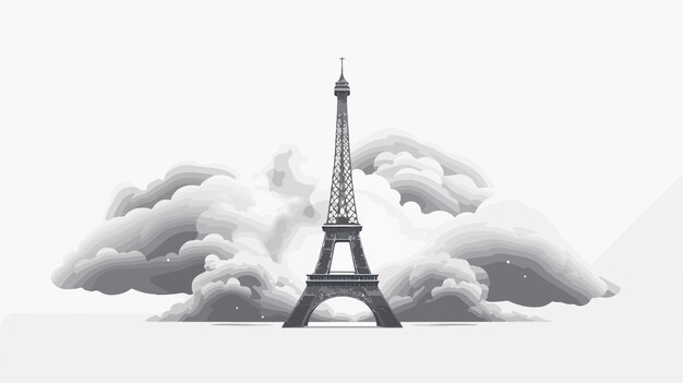 a drawing of a eiffel tower with the eiffel tower in the background