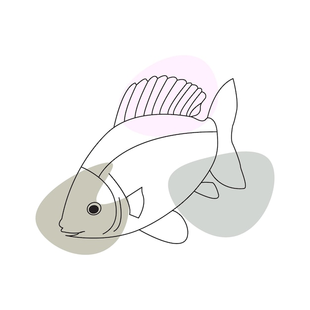 a drawing of a fish with a fish on the bottom