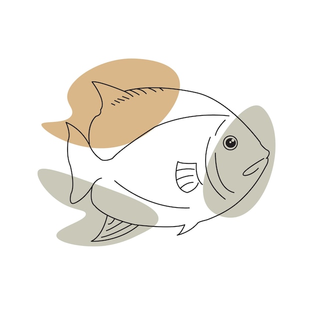 a drawing of a fish with a line through it