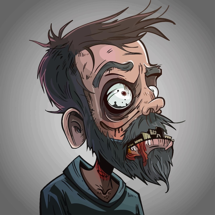 Vektör a drawing of a man with a bloody face and a bloody mouth