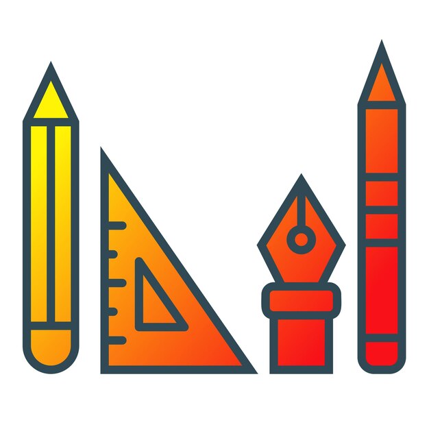 a drawing of a pencil and a triangle with the word pen on it