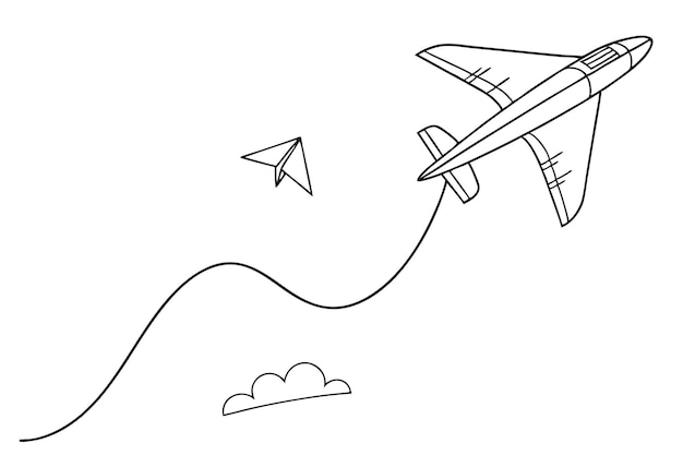 a drawing of a plane with a string attached to it