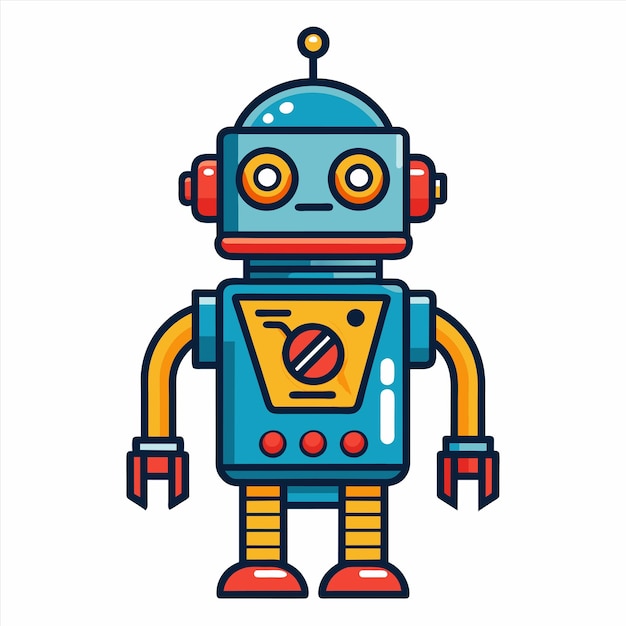a drawing of a robot with a cartoon on it