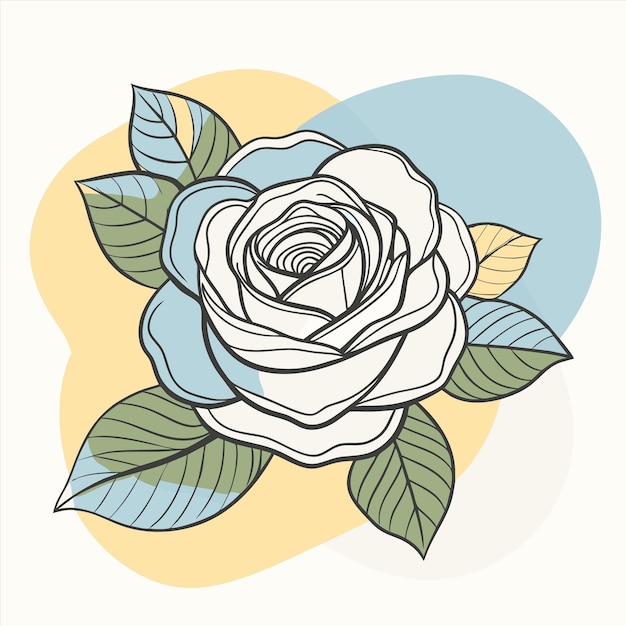 a drawing of a rose with a blue background