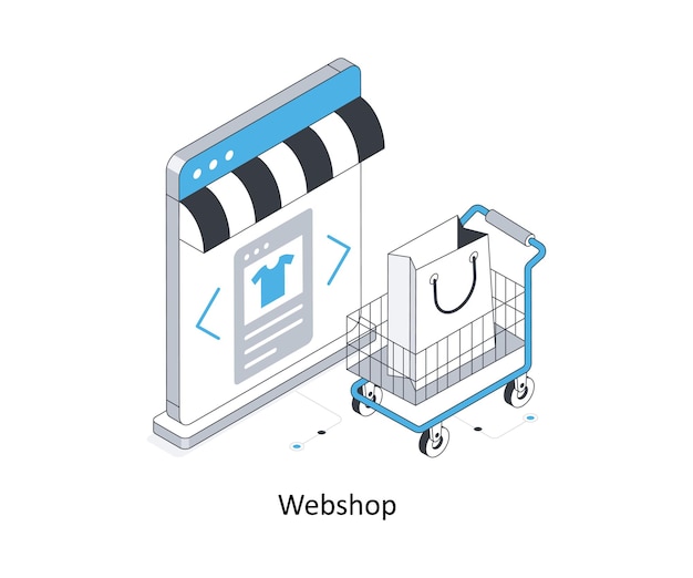 a drawing of a shopping cart with a sign that says  web search shop