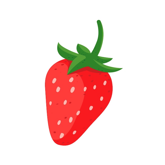 a drawing of a strawberry with a green leaf on it