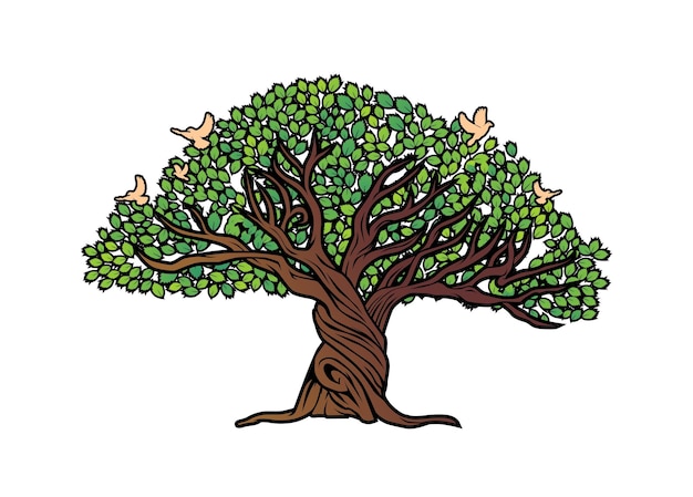 a drawing of a tree with a tree with a tree in the middle