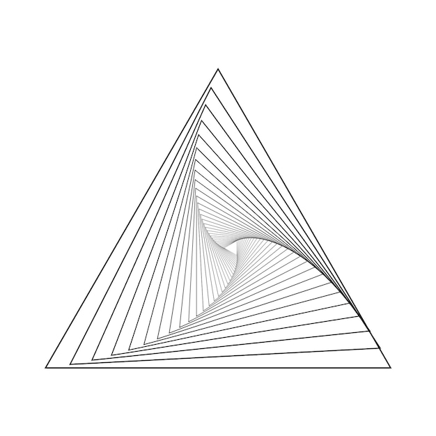 a drawing of a triangle that has a picture of a spiral on it