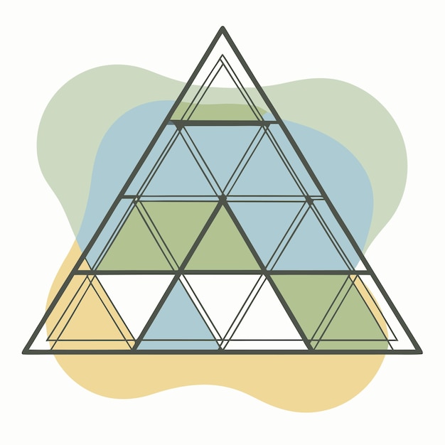 a drawing of a triangle with a blue and green background