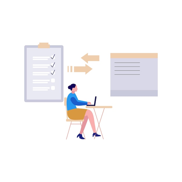 a female is converting a checklist into a document file