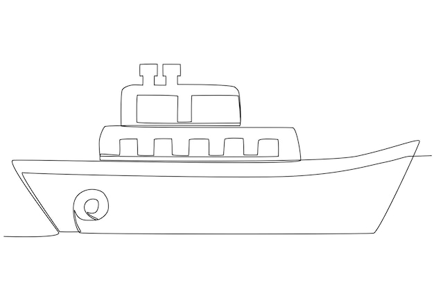 A fishing boat for fisherman transportation one line art