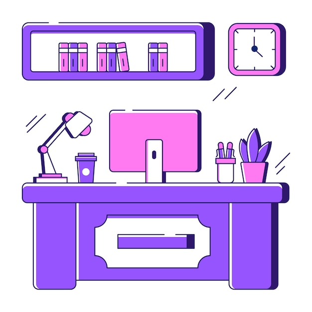 A flat design illustration of design studio