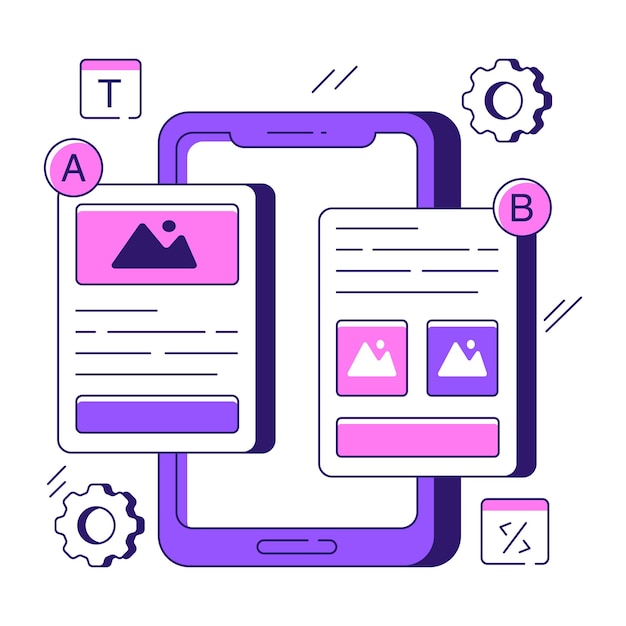 A flat design illustration of mobile landscape