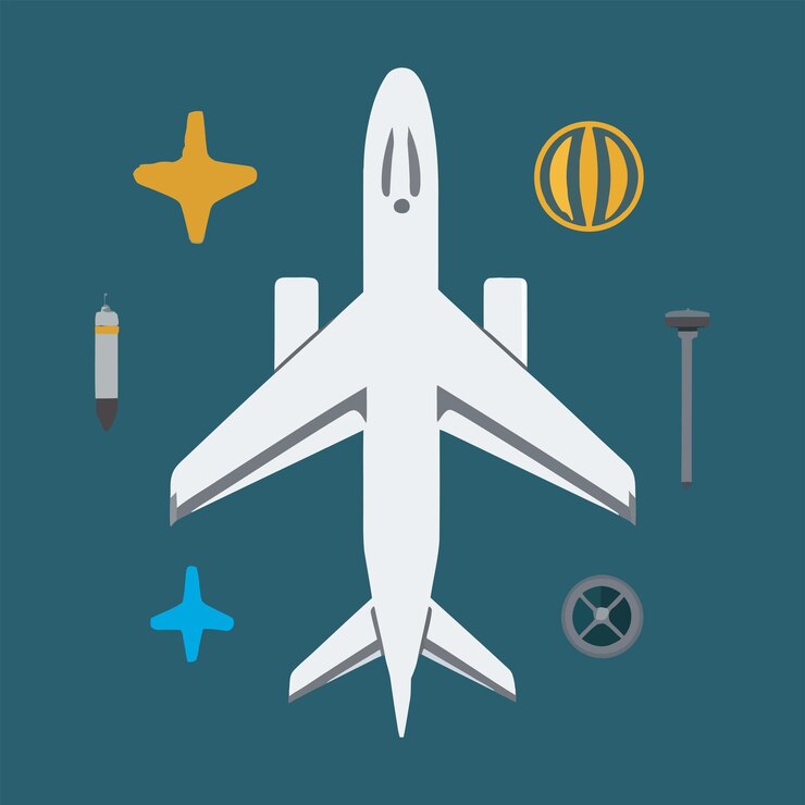 A flat icon of airplane aviation