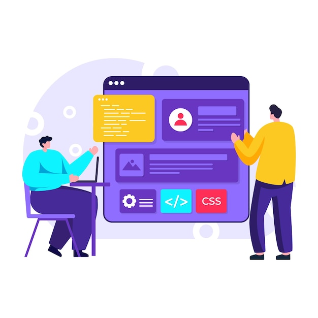 A flat illustration of website builder