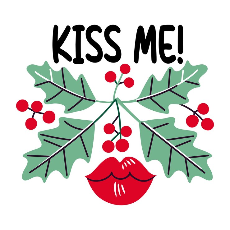 Vektör a flat sticker of lips with kiss me typography