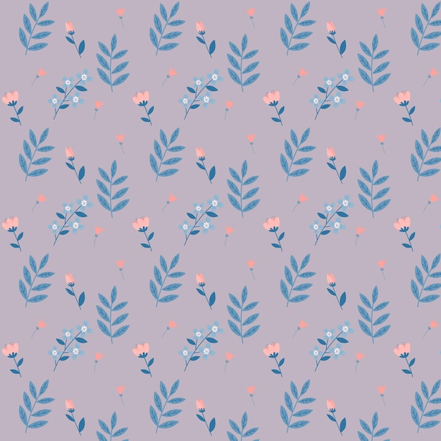 a floral pattern with pink flowers on a purple background