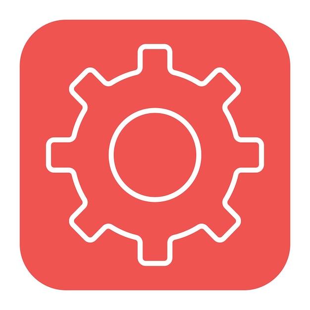 a gear that is red and white with a red background