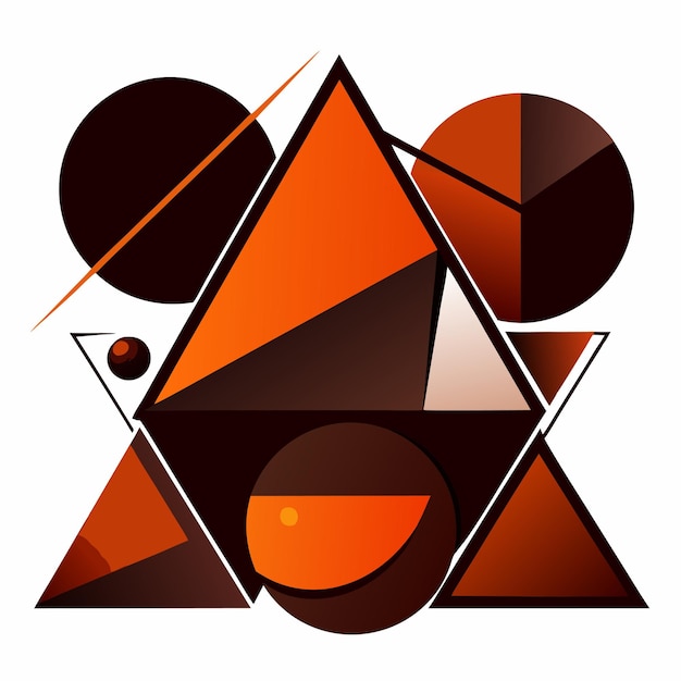 a geometric design with a square and a circle with a black and orange triangle on it