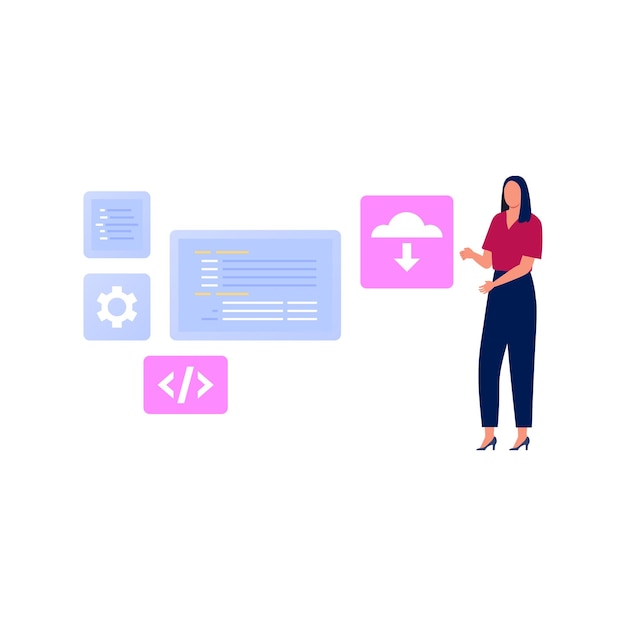 A girl shows uploading the cloud data