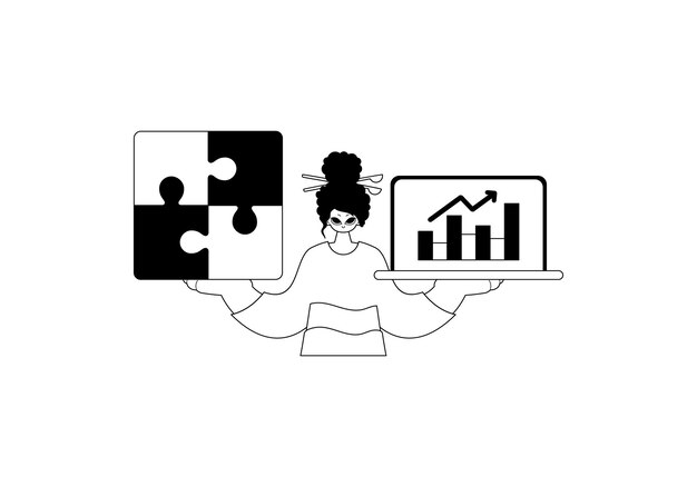 A girlfriend with a complicate in her handwrite and a graph of moral casual grinding bootleg and egg white run artwork Trendy style Vector Illustration