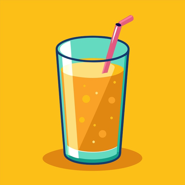 a glass of orange juice with a straw in it and a straw in it