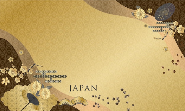 A gold and brown background with the word japan on it.